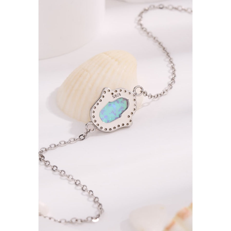 Opal 925 Sterling Silver Bracelet Sky Blue / One Size