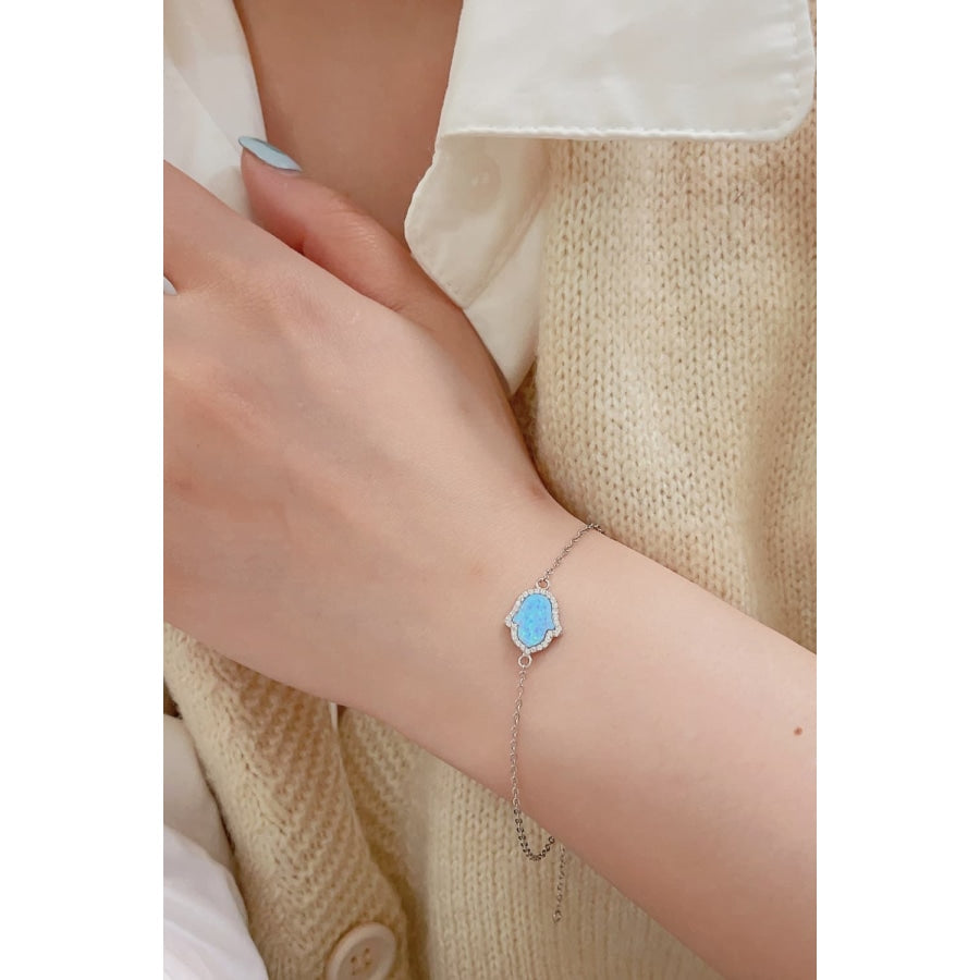 Opal 925 Sterling Silver Bracelet Sky Blue / One Size