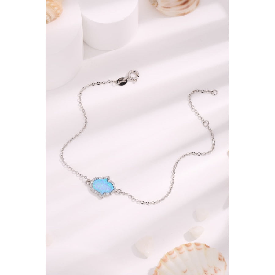 Opal 925 Sterling Silver Bracelet Sky Blue / One Size