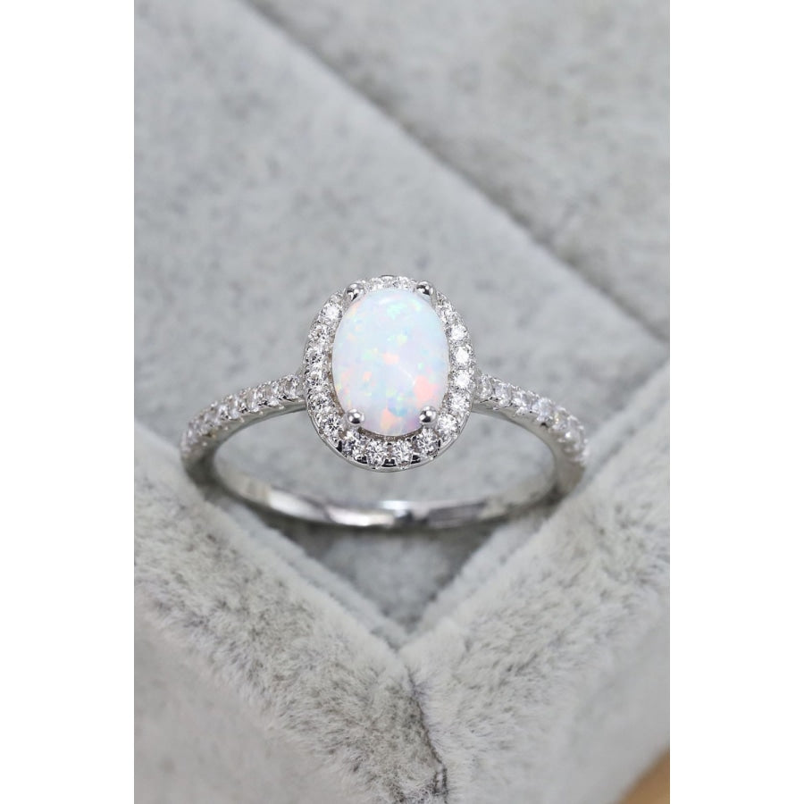 Opal 925 Sterling Silver Halo Ring Silver / 5