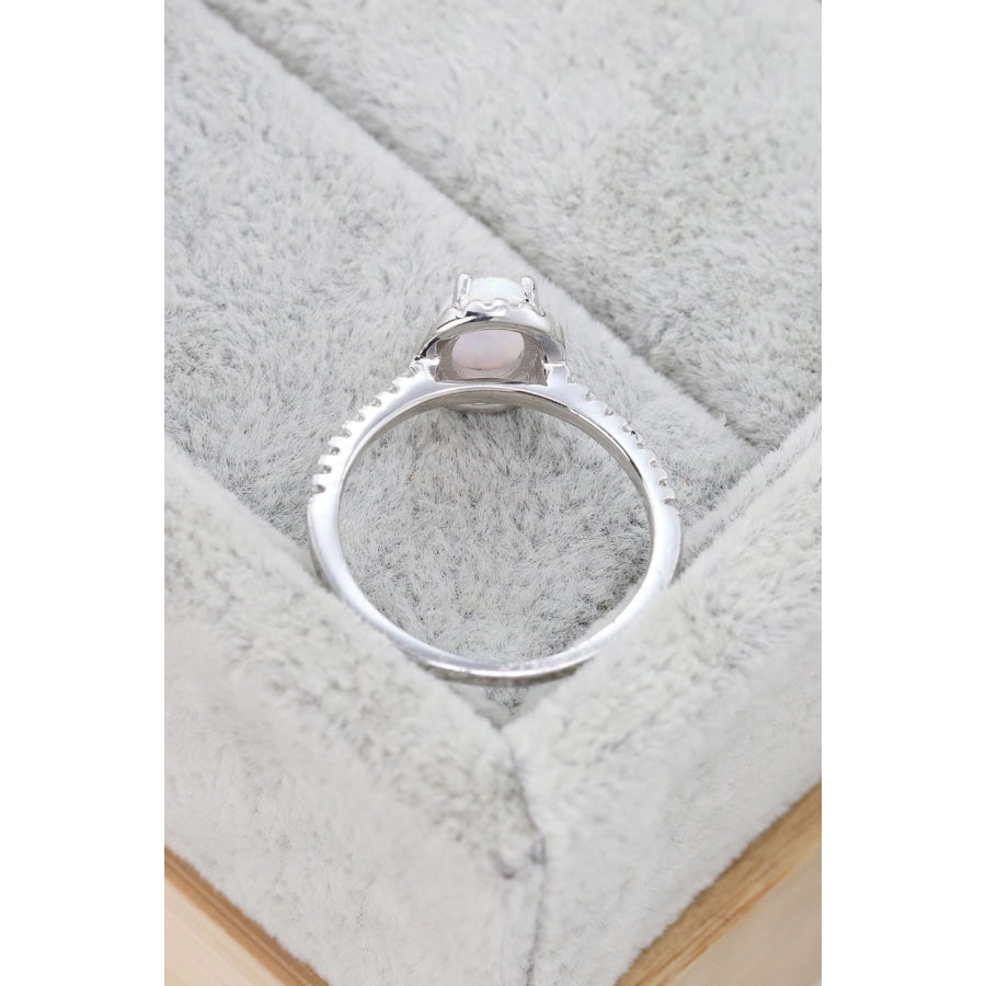 Opal 925 Sterling Silver Halo Ring