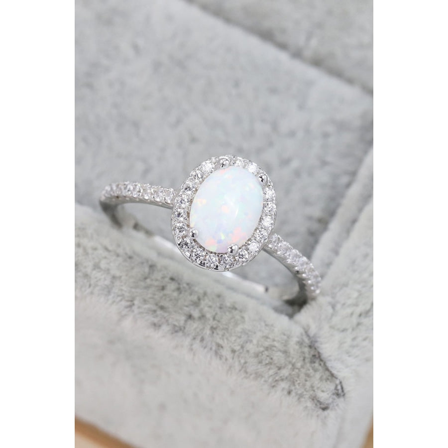 Opal 925 Sterling Silver Halo Ring