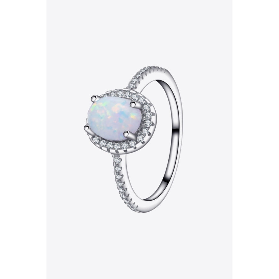 Opal 925 Sterling Silver Halo Ring