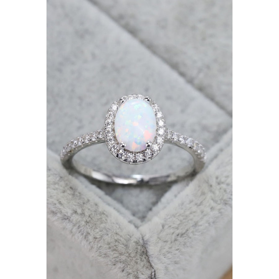 Opal 925 Sterling Silver Halo Ring