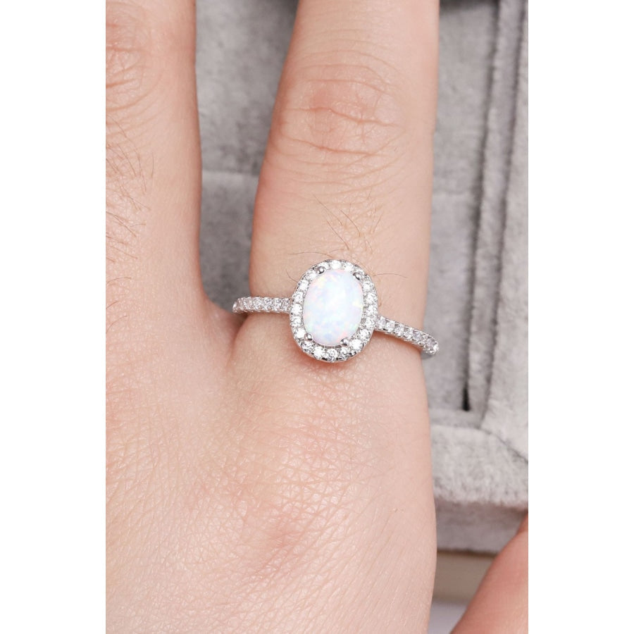 Opal 925 Sterling Silver Halo Ring