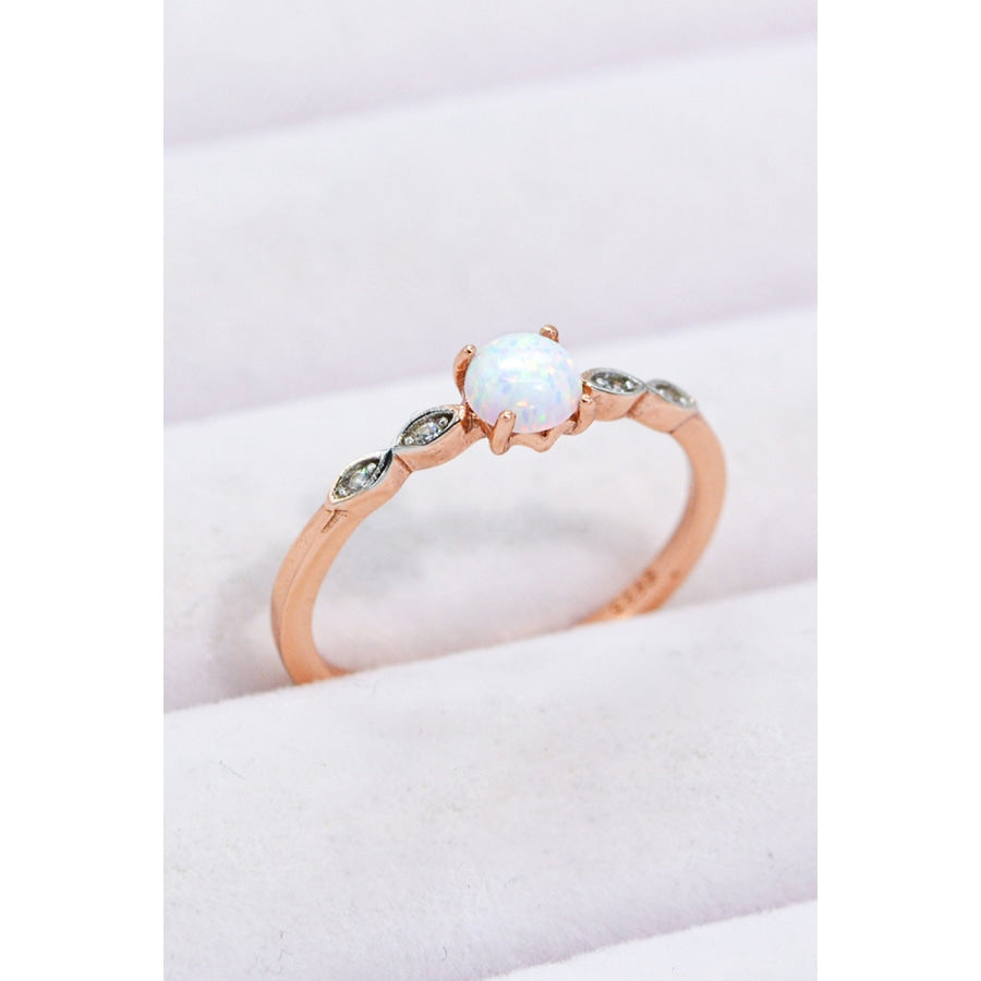 Opal Contrast Platinum-Plated Ring Rose Gold / 6