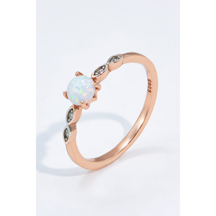 Opal Contrast Platinum-Plated Ring