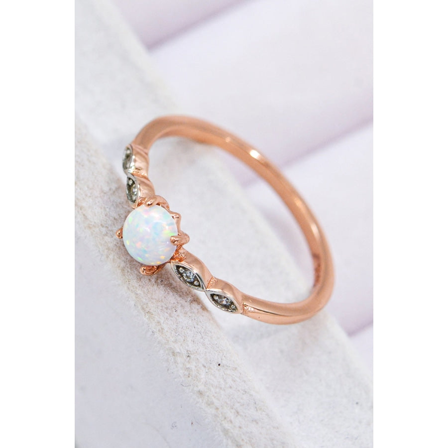 Opal Contrast Platinum-Plated Ring