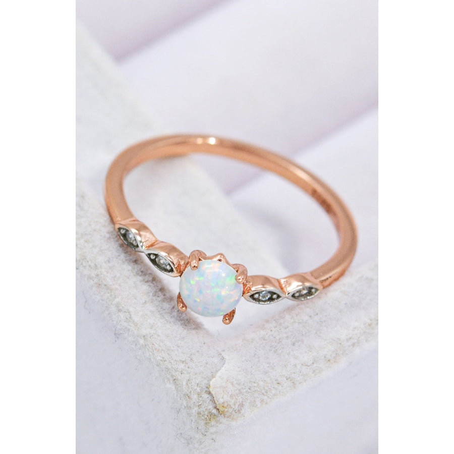 Opal Contrast Platinum-Plated Ring