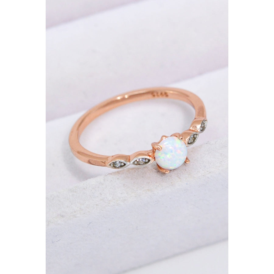 Opal Contrast Platinum-Plated Ring