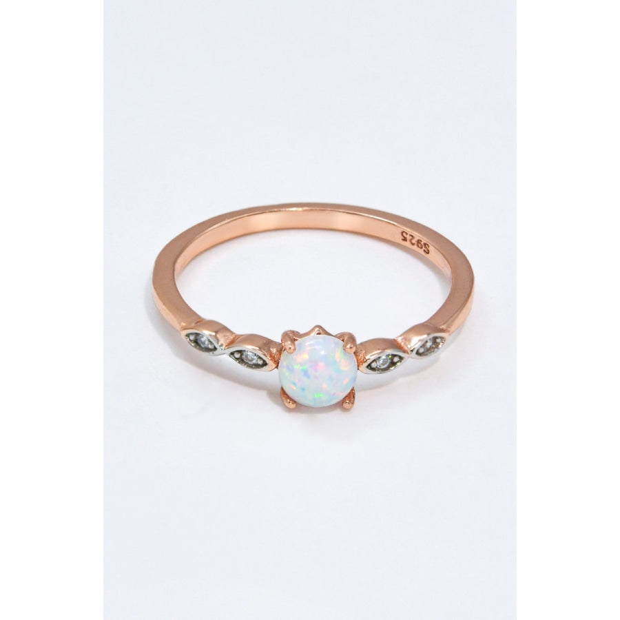 Opal Contrast Platinum-Plated Ring