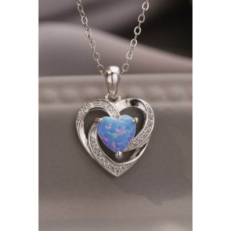 Opal Heart Pendant Necklace