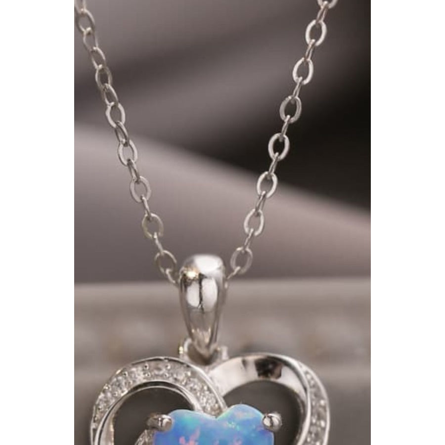 Opal Heart Pendant Necklace