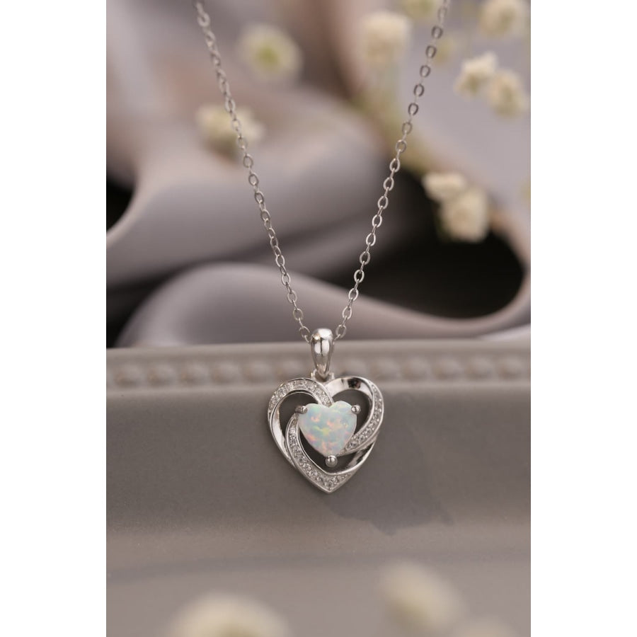 Opal Heart Pendant Necklace