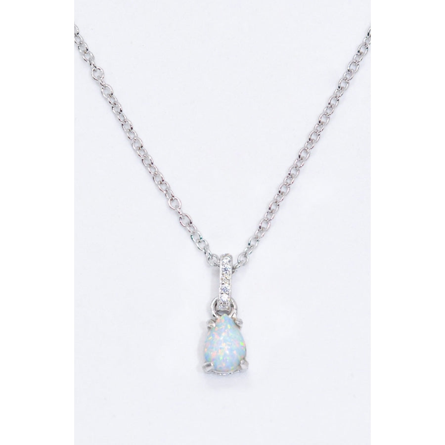 Opal Pendant 925 Sterling Silver Chain-Link Necklace Silver / One Size