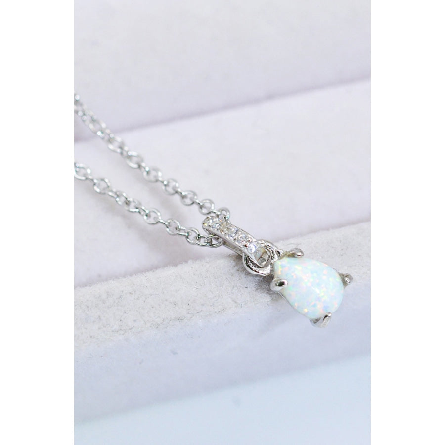 Opal Pendant 925 Sterling Silver Chain-Link Necklace