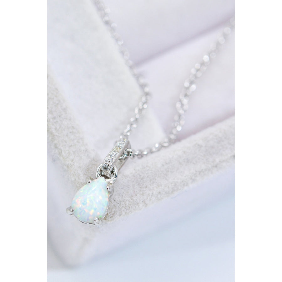 Opal Pendant 925 Sterling Silver Chain-Link Necklace