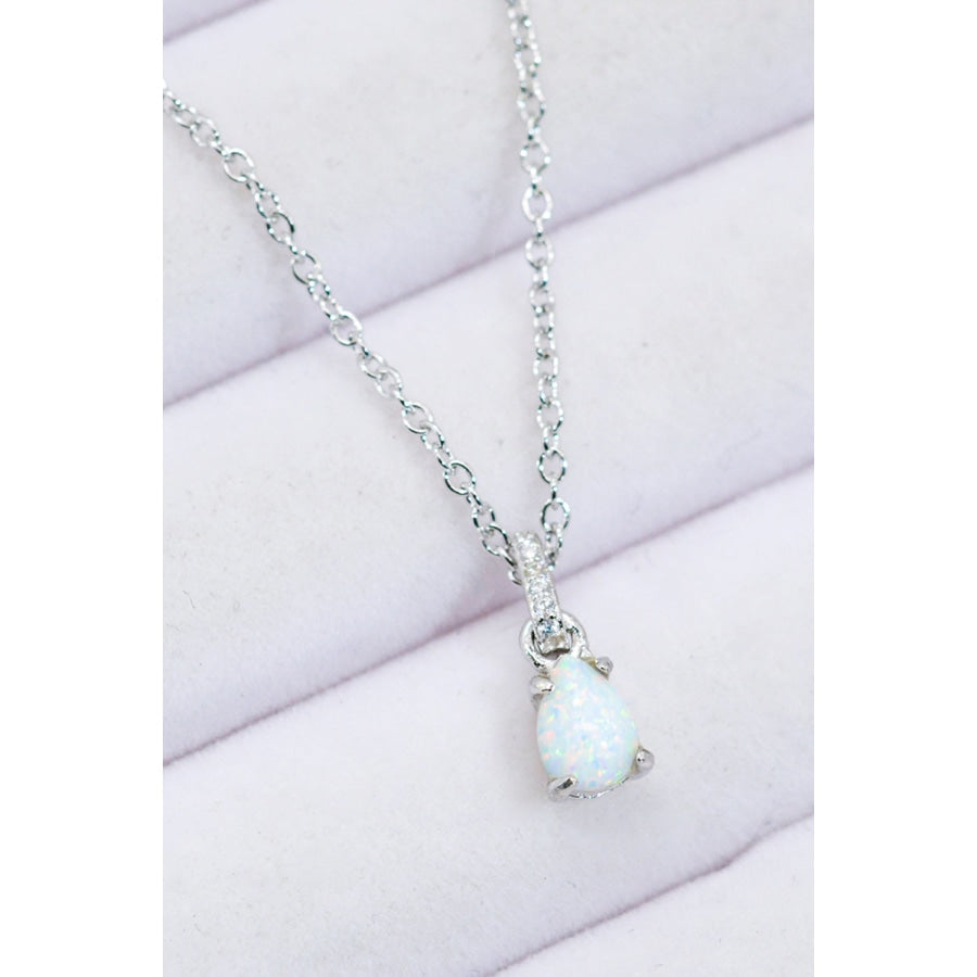 Opal Pendant 925 Sterling Silver Chain-Link Necklace