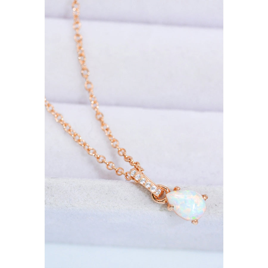 Opal Pendant 925 Sterling Silver Chain-Link Necklace