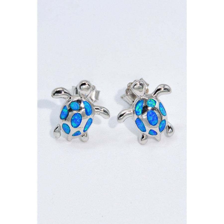 Opal Turtle Platinum-Plated Stud Earrings Blue / One Size