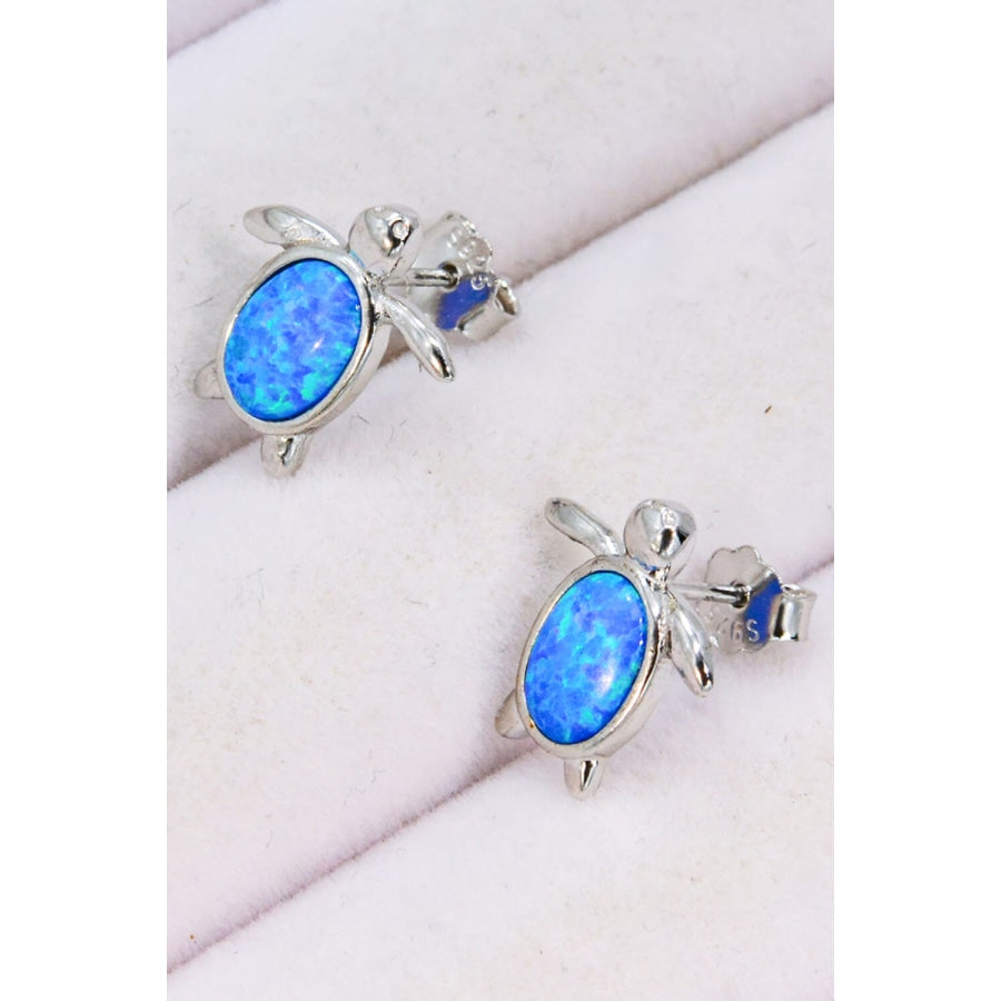 Opal Turtle Stud Earrings Blue / One Size