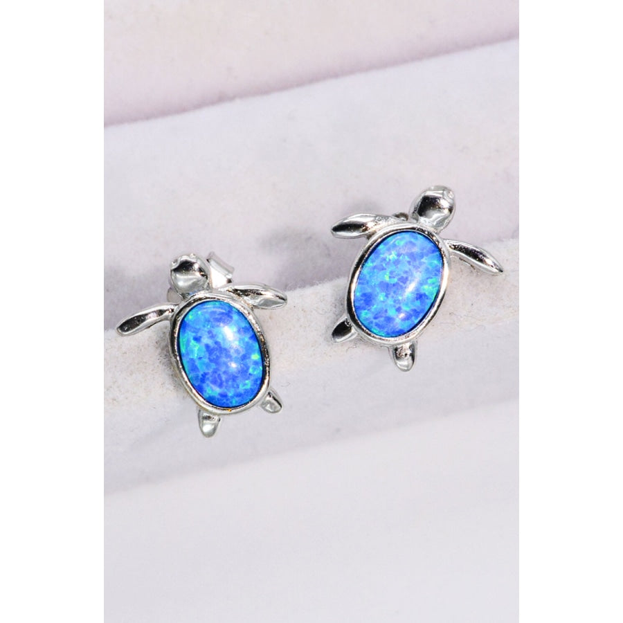 Opal Turtle Stud Earrings Blue / One Size