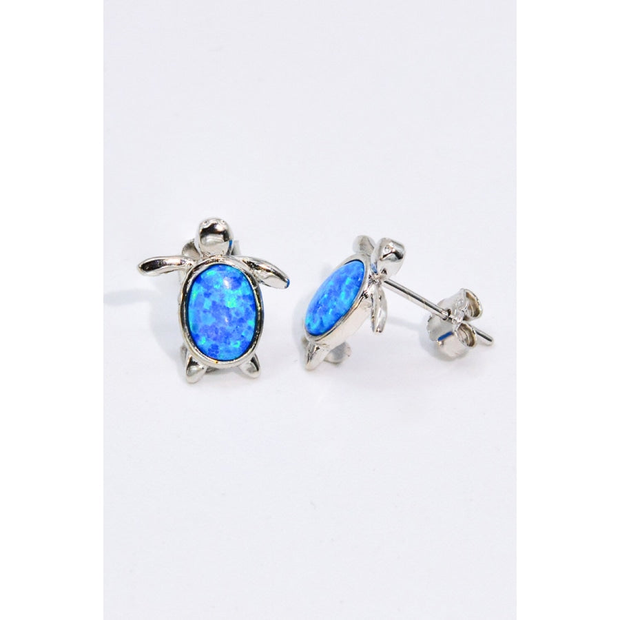 Opal Turtle Stud Earrings Blue / One Size