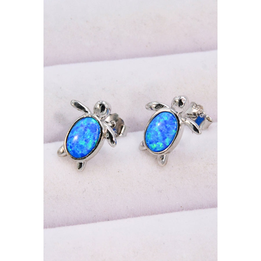 Opal Turtle Stud Earrings Blue / One Size