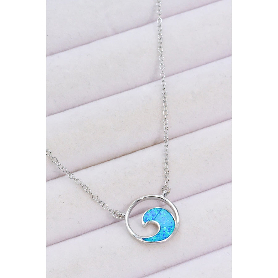 Opal Wave Pendant Necklace Blue / One Size