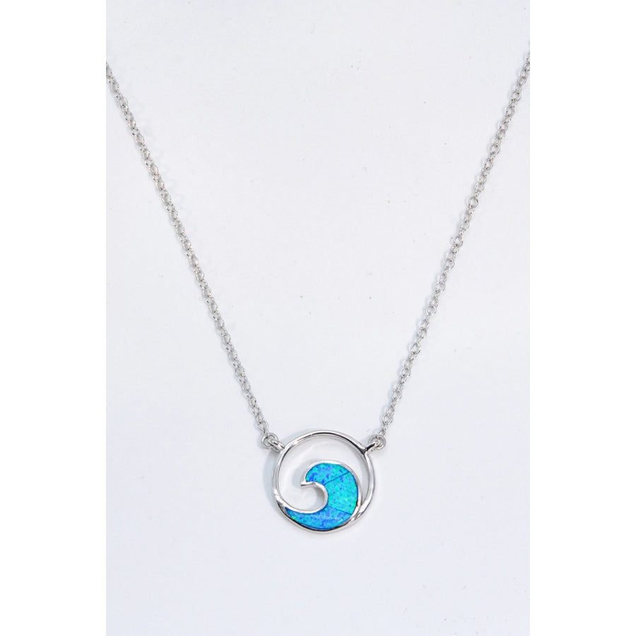 Opal Wave Pendant Necklace Blue / One Size