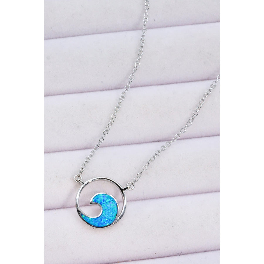 Opal Wave Pendant Necklace Blue / One Size