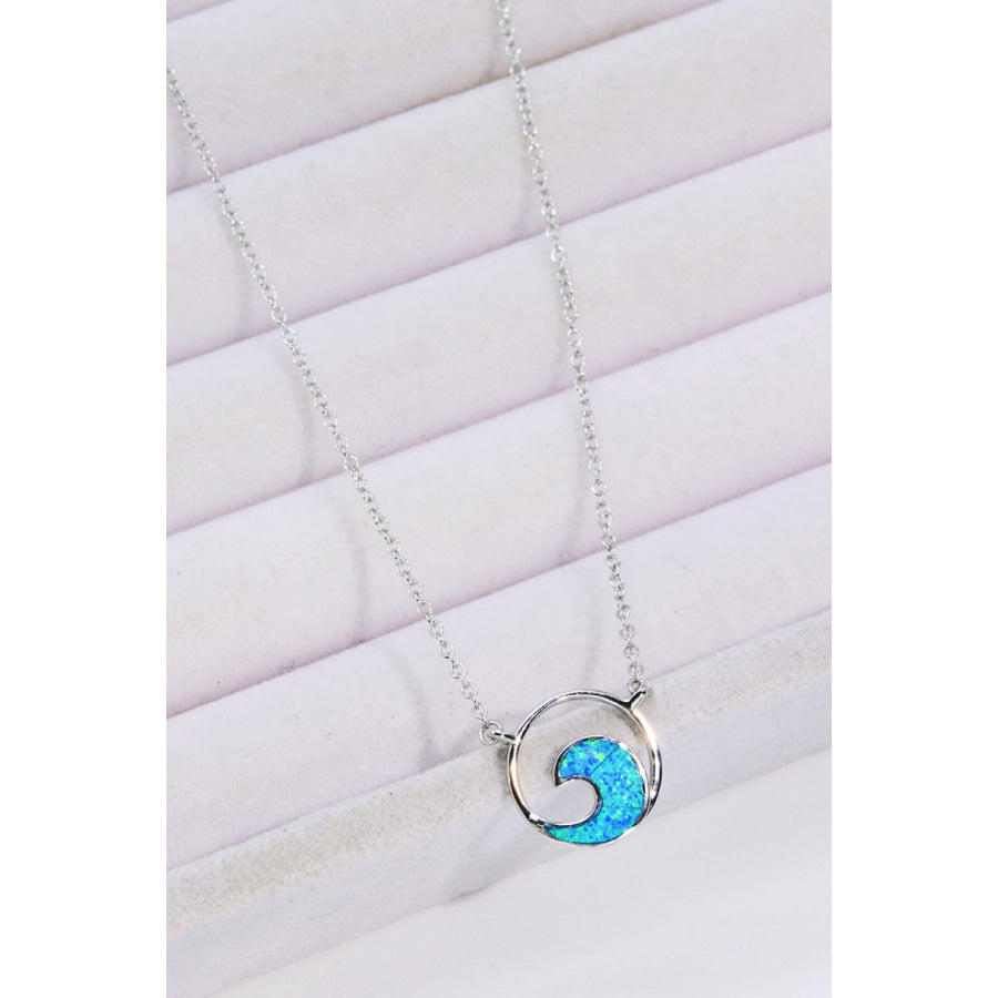 Opal Wave Pendant Necklace Blue / One Size