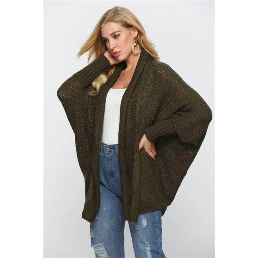 Open Front Batwing Sleeve Cardigan Apparel and Accessories