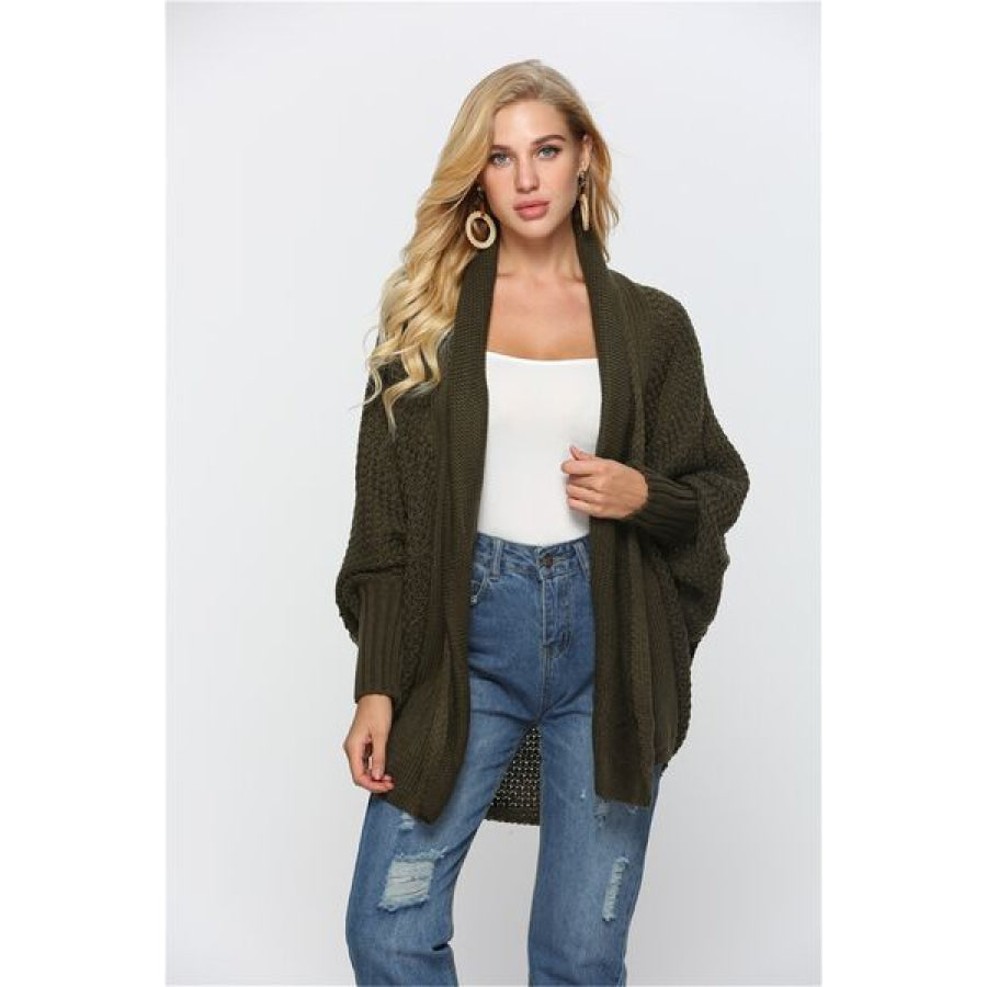 Open Front Batwing Sleeve Cardigan Army Green / One Size Apparel and Accessories