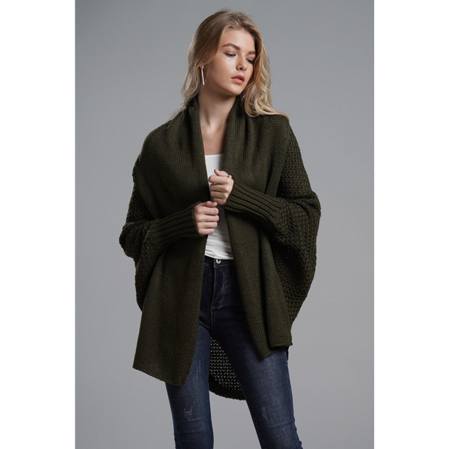 Open Front Batwing Sleeve Cardigan Army Green / One Size Apparel and Accessories