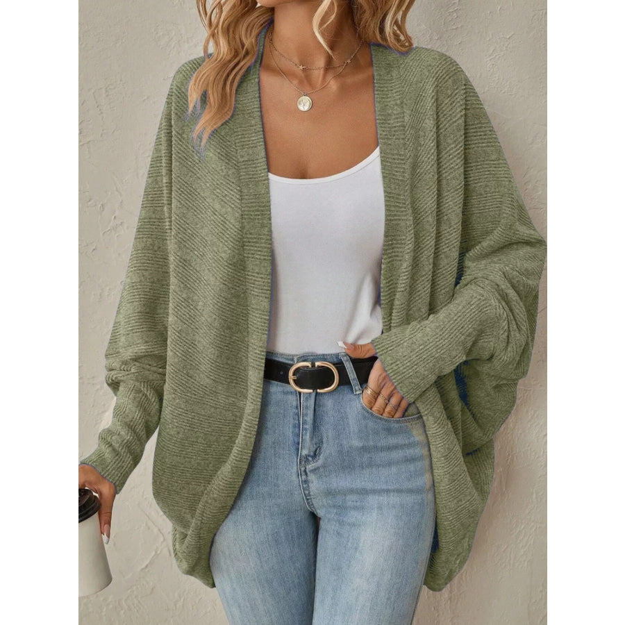 Open-Front Batwing Sleeve Cardigan Army Green / S Apparel and Accessories