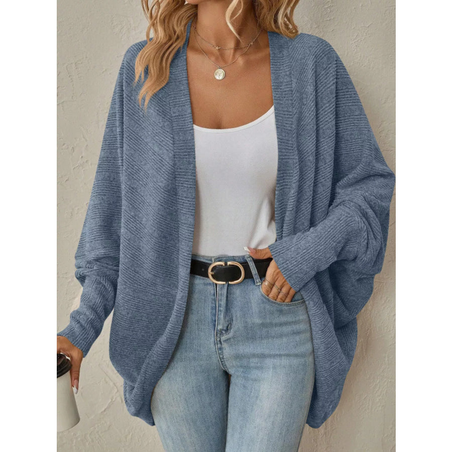 Open-Front Batwing Sleeve Cardigan Blue / S Apparel and Accessories