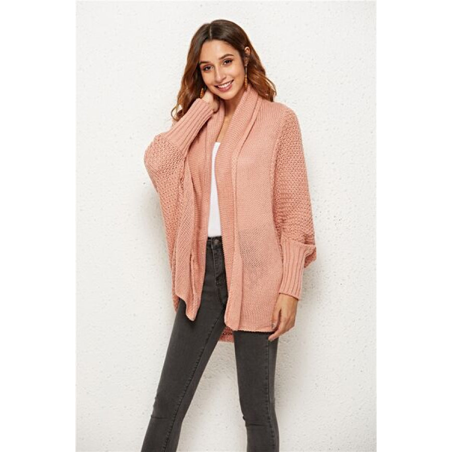 Open Front Batwing Sleeve Cardigan Blush Pink / One Size Apparel and Accessories