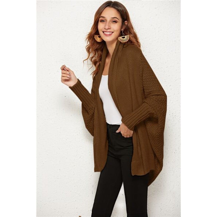 Open Front Batwing Sleeve Cardigan Chestnut / One Size Apparel and Accessories