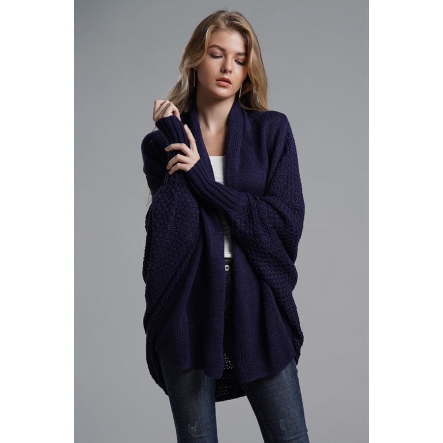 Open Front Batwing Sleeve Cardigan Dark Blue / One Size Apparel and Accessories