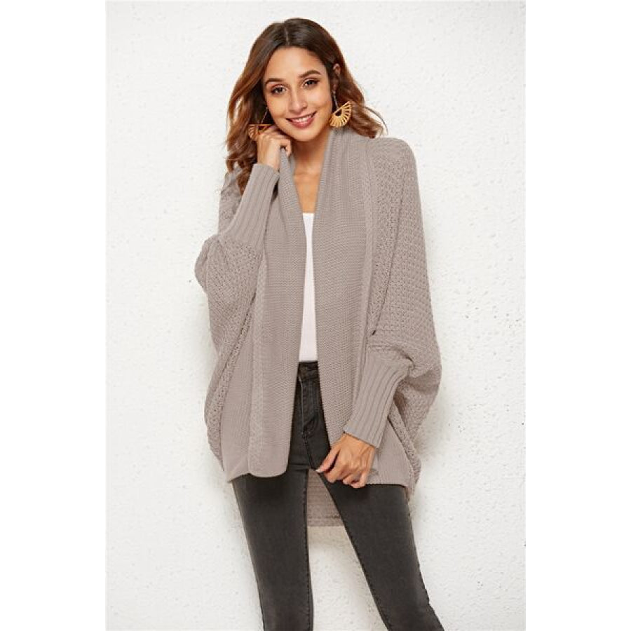 Open Front Batwing Sleeve Cardigan Dust Storm / One Size Apparel and Accessories