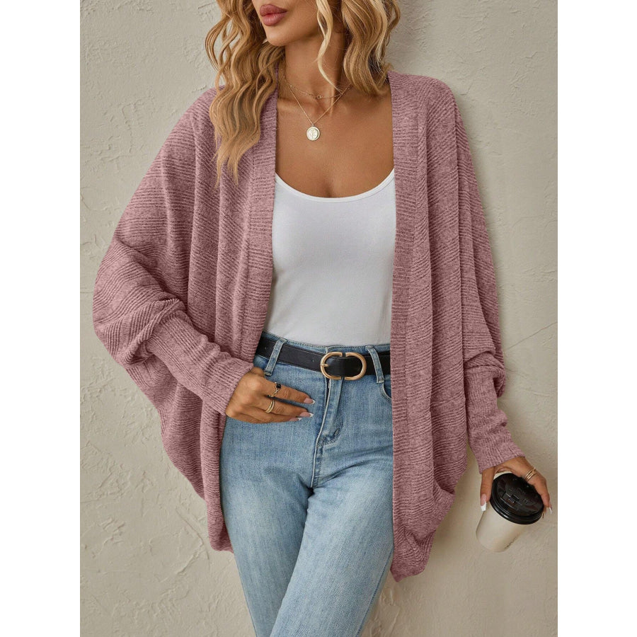 Open Front Batwing Sleeve Cardigan Dusty Pink / S Apparel and Accessories
