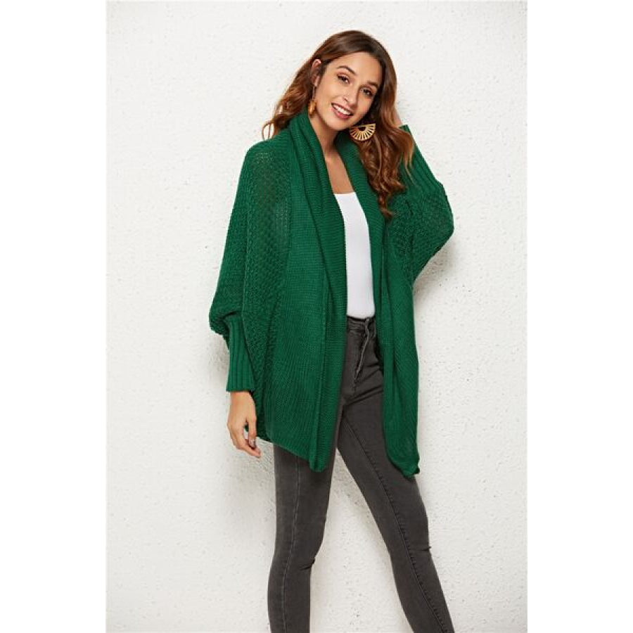 Open Front Batwing Sleeve Cardigan Green / One Size Apparel and Accessories