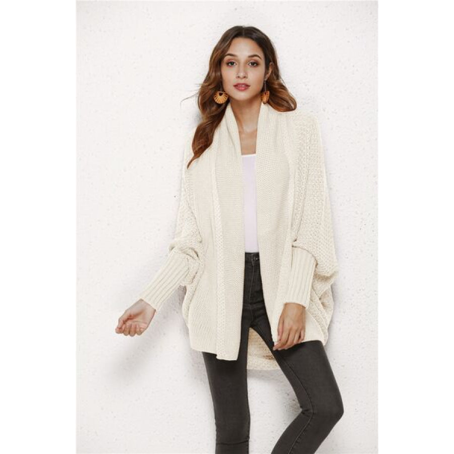 Open Front Batwing Sleeve Cardigan Ivory / One Size Apparel and Accessories