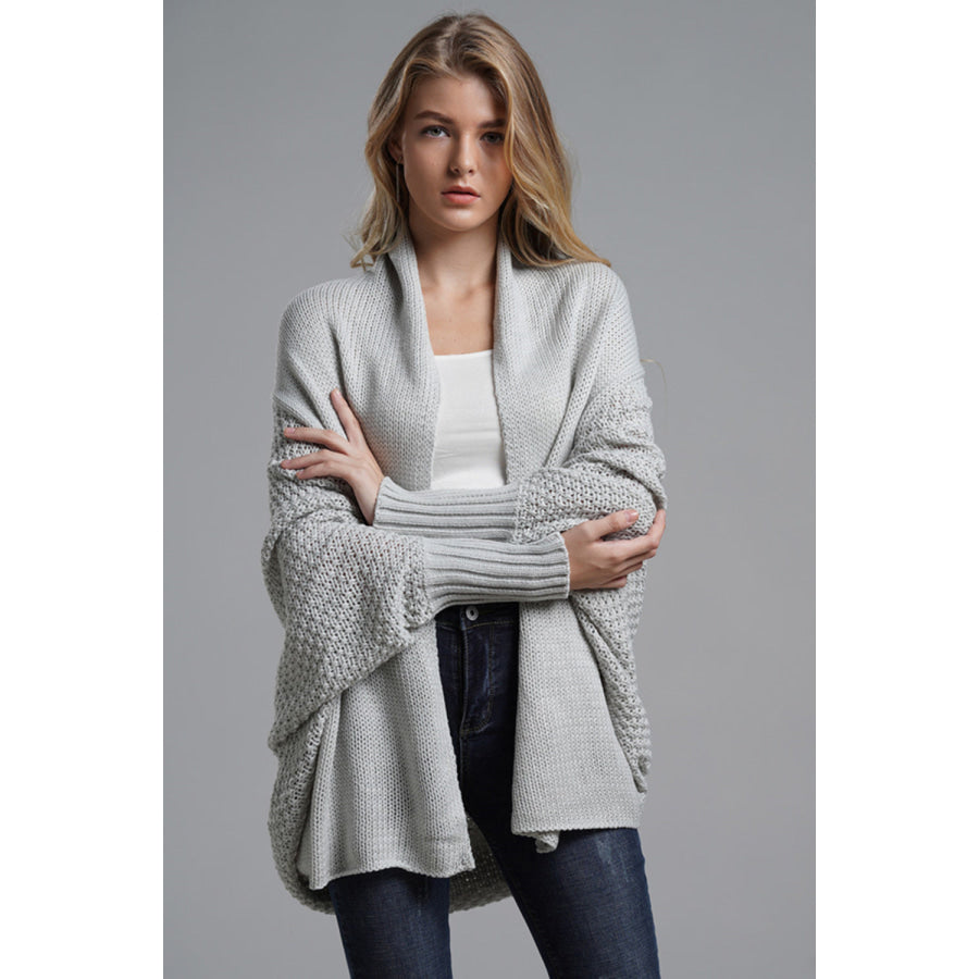 Open Front Batwing Sleeve Cardigan Light Gray / One Size Apparel and Accessories