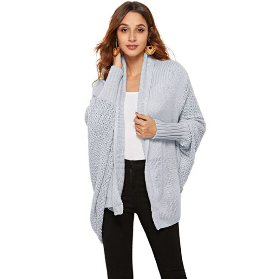 Open Front Batwing Sleeve Cardigan Light Gray / One Size Apparel and Accessories