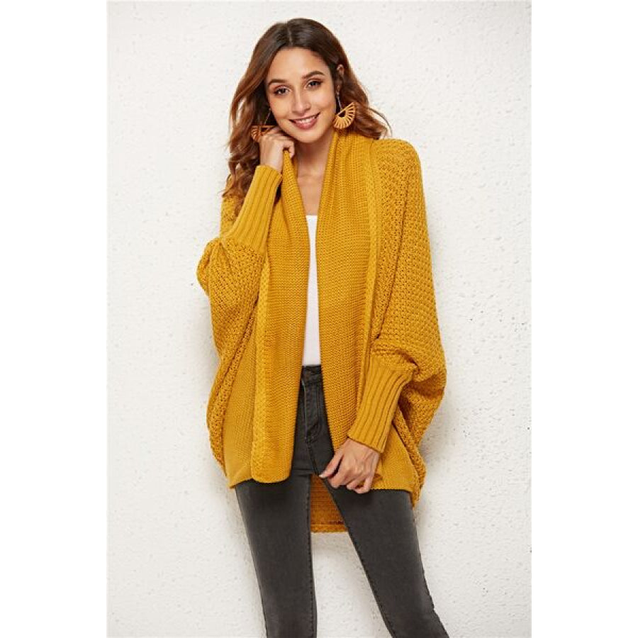 Open Front Batwing Sleeve Cardigan Mustard / One Size Apparel and Accessories