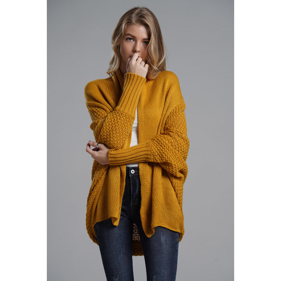 Open Front Batwing Sleeve Cardigan Mustard / One Size Apparel and Accessories