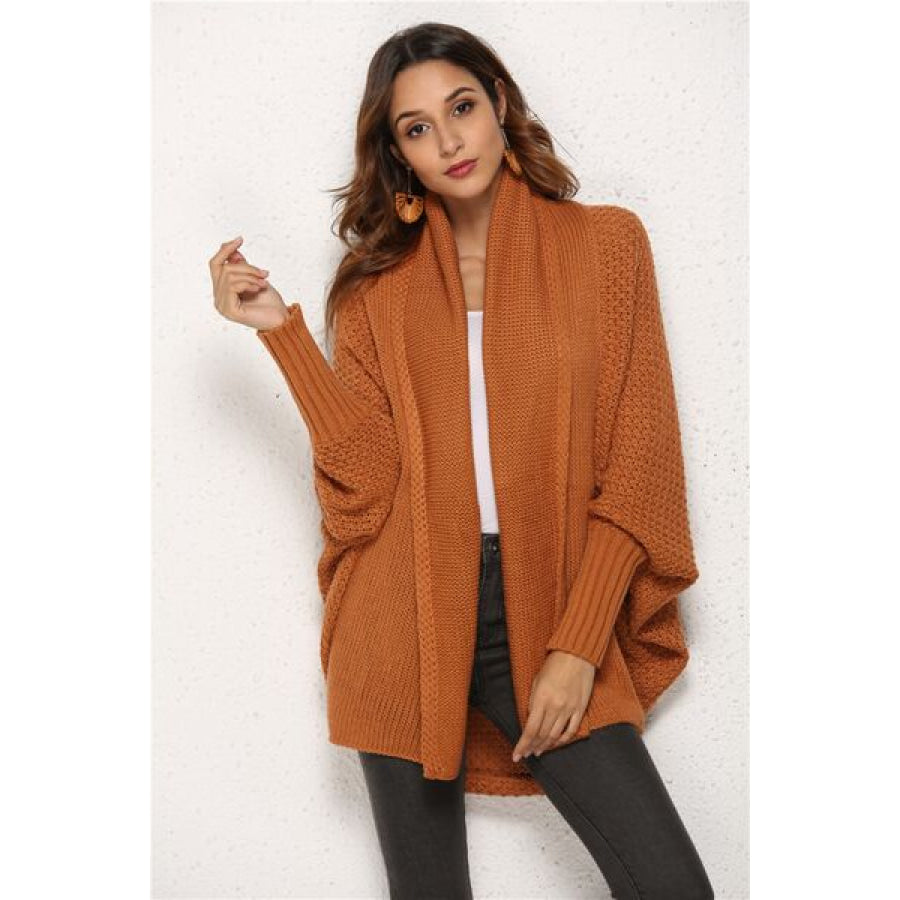 Open Front Batwing Sleeve Cardigan Ochre / One Size Apparel and Accessories