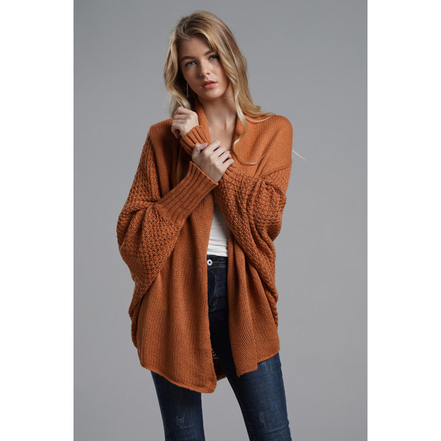 Open Front Batwing Sleeve Cardigan Terracotta / One Size Apparel and Accessories